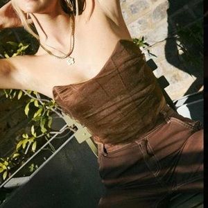 zara brown tulle cropped corset